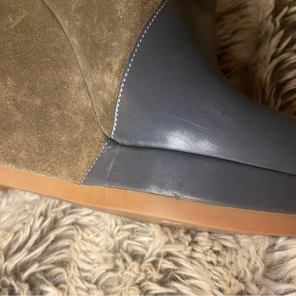 Jil Sander Brown Suede Black Leather Platform Wedge Boots Mid Calf Booties 36 6 - Picture 11 of 16